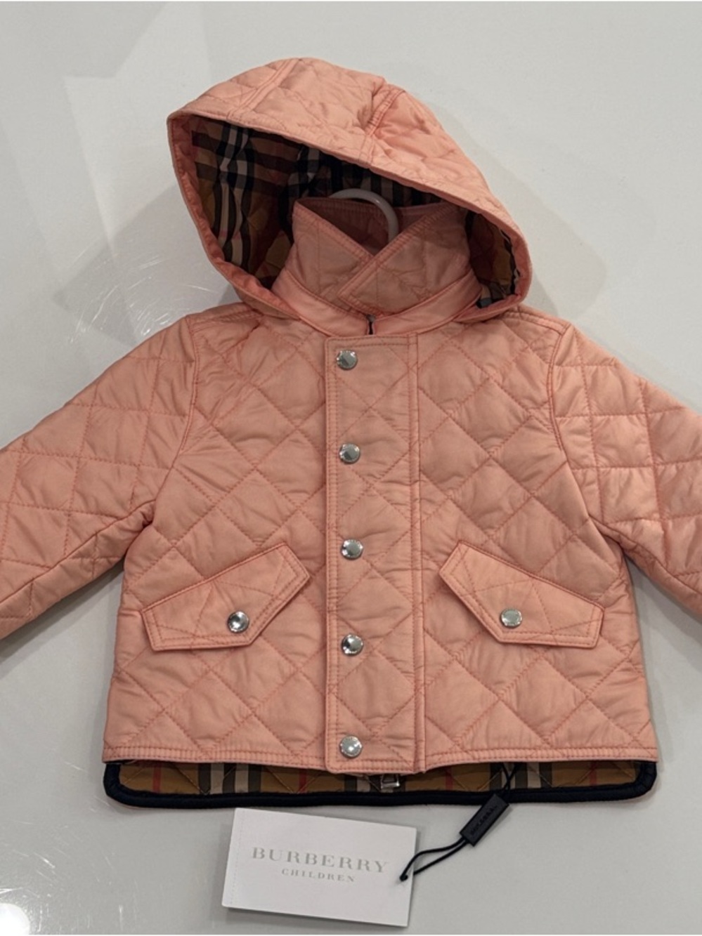 Burberry Quilted Hooded Jacket - Peach